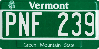 VT license plate PNF239