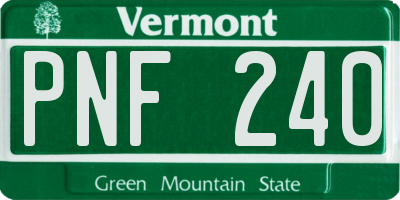 VT license plate PNF240