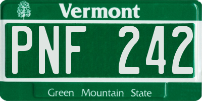VT license plate PNF242