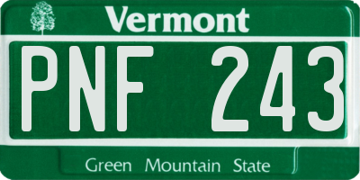 VT license plate PNF243