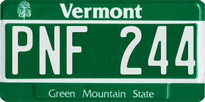 VT license plate PNF244
