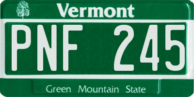 VT license plate PNF245