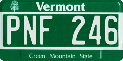 VT license plate PNF246