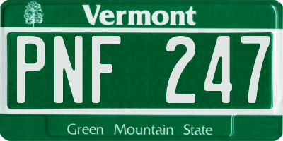 VT license plate PNF247