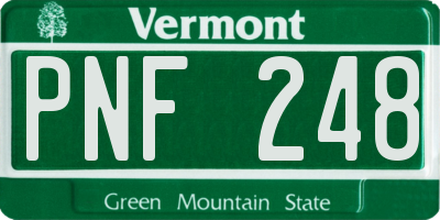 VT license plate PNF248