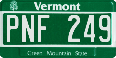 VT license plate PNF249