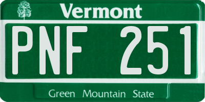 VT license plate PNF251