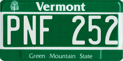 VT license plate PNF252