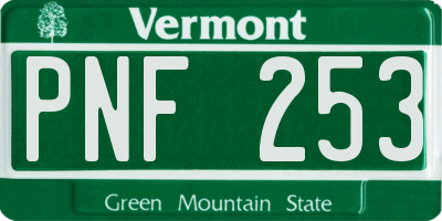 VT license plate PNF253