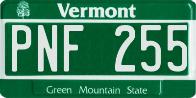VT license plate PNF255