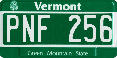 VT license plate PNF256