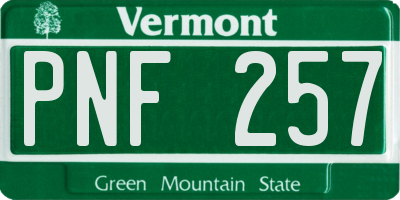 VT license plate PNF257