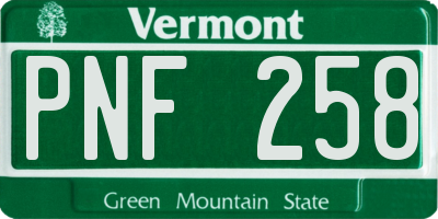 VT license plate PNF258