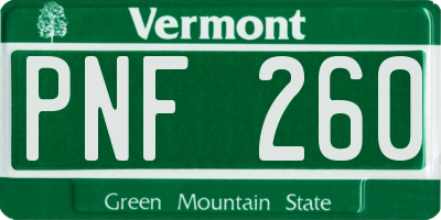 VT license plate PNF260