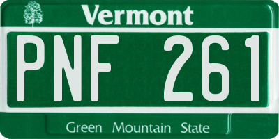 VT license plate PNF261