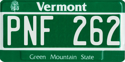 VT license plate PNF262
