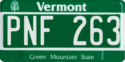 VT license plate PNF263
