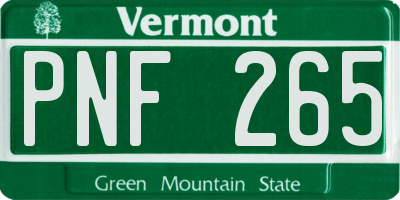 VT license plate PNF265