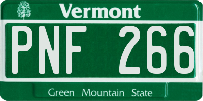 VT license plate PNF266