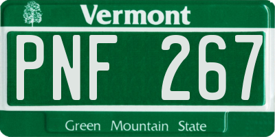 VT license plate PNF267