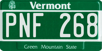 VT license plate PNF268