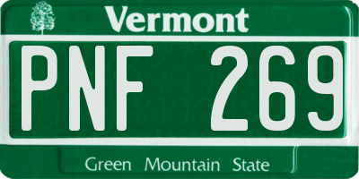 VT license plate PNF269