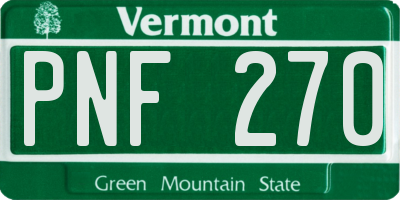 VT license plate PNF270