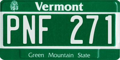 VT license plate PNF271