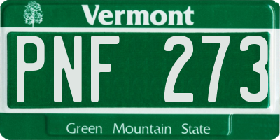 VT license plate PNF273