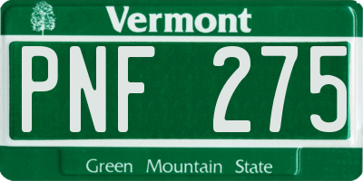 VT license plate PNF275