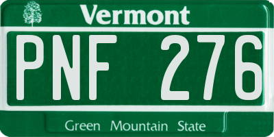 VT license plate PNF276