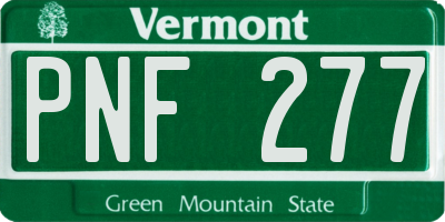 VT license plate PNF277