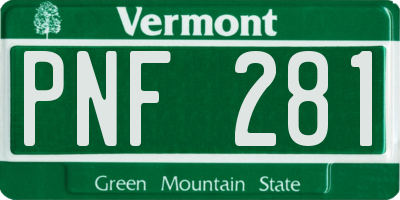VT license plate PNF281