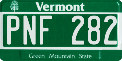 VT license plate PNF282