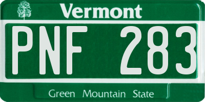 VT license plate PNF283