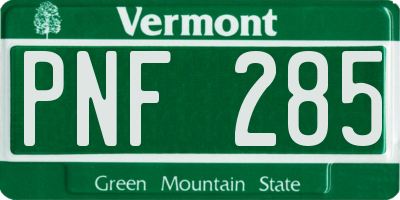 VT license plate PNF285