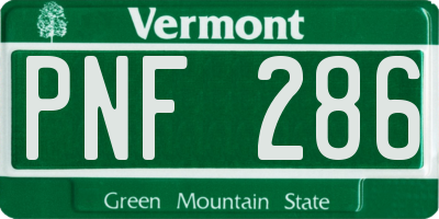 VT license plate PNF286