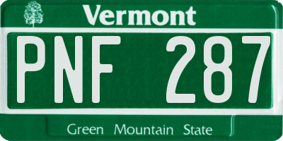 VT license plate PNF287