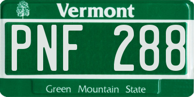 VT license plate PNF288
