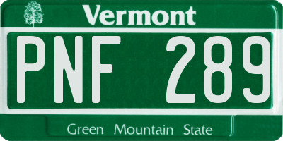 VT license plate PNF289