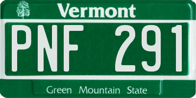 VT license plate PNF291
