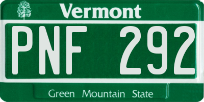 VT license plate PNF292