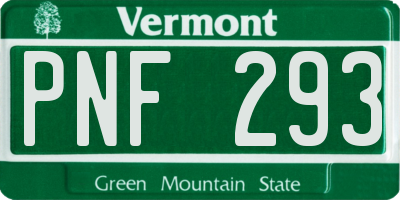VT license plate PNF293