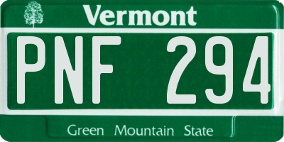 VT license plate PNF294