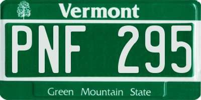 VT license plate PNF295
