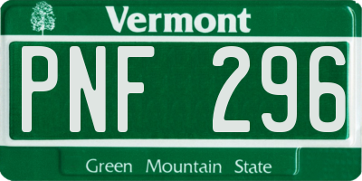 VT license plate PNF296