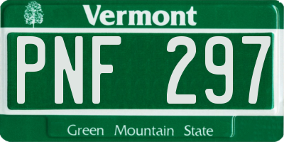 VT license plate PNF297
