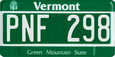 VT license plate PNF298