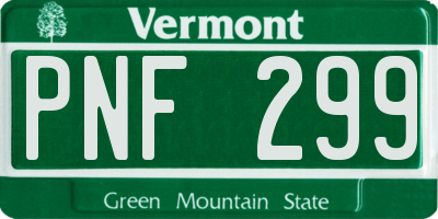 VT license plate PNF299