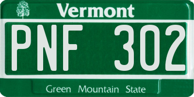 VT license plate PNF302